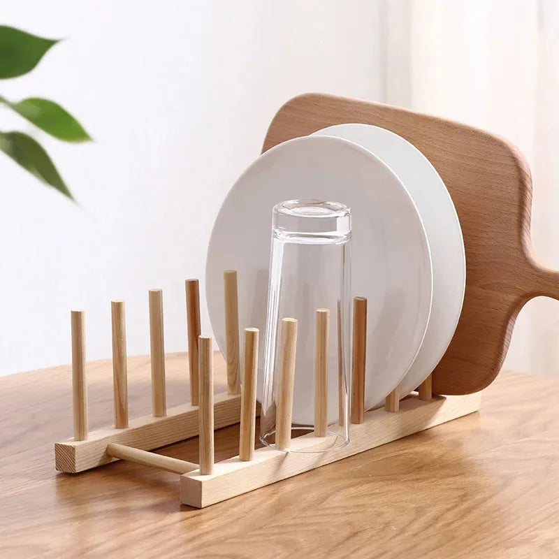 Dry & Dine™ Wooden Dish Rack – Stylish Multi-Functional Kitchen Organizer