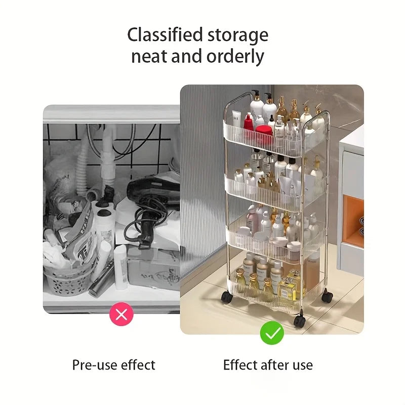 ClutterCruze™ Compact Rolling Storage Rack – Stackable Organizer for Kitchen & Home