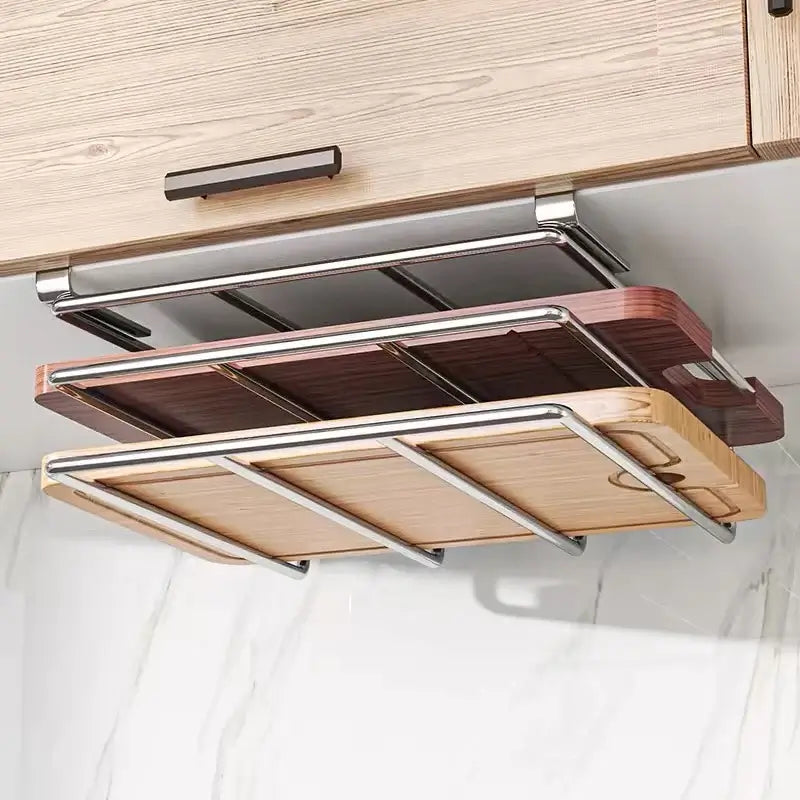 Board & Lid Buddy™ – Under-Cabinet Stainless Steel Organizer