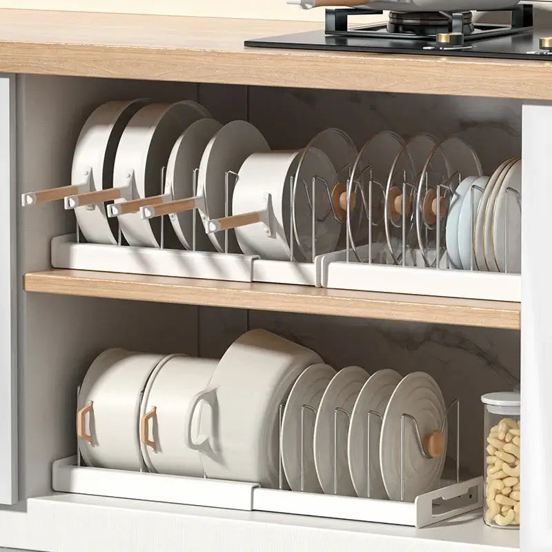FlexiStore™ Foldable Kitchen Utensil & Pot Lid Organizer Rack