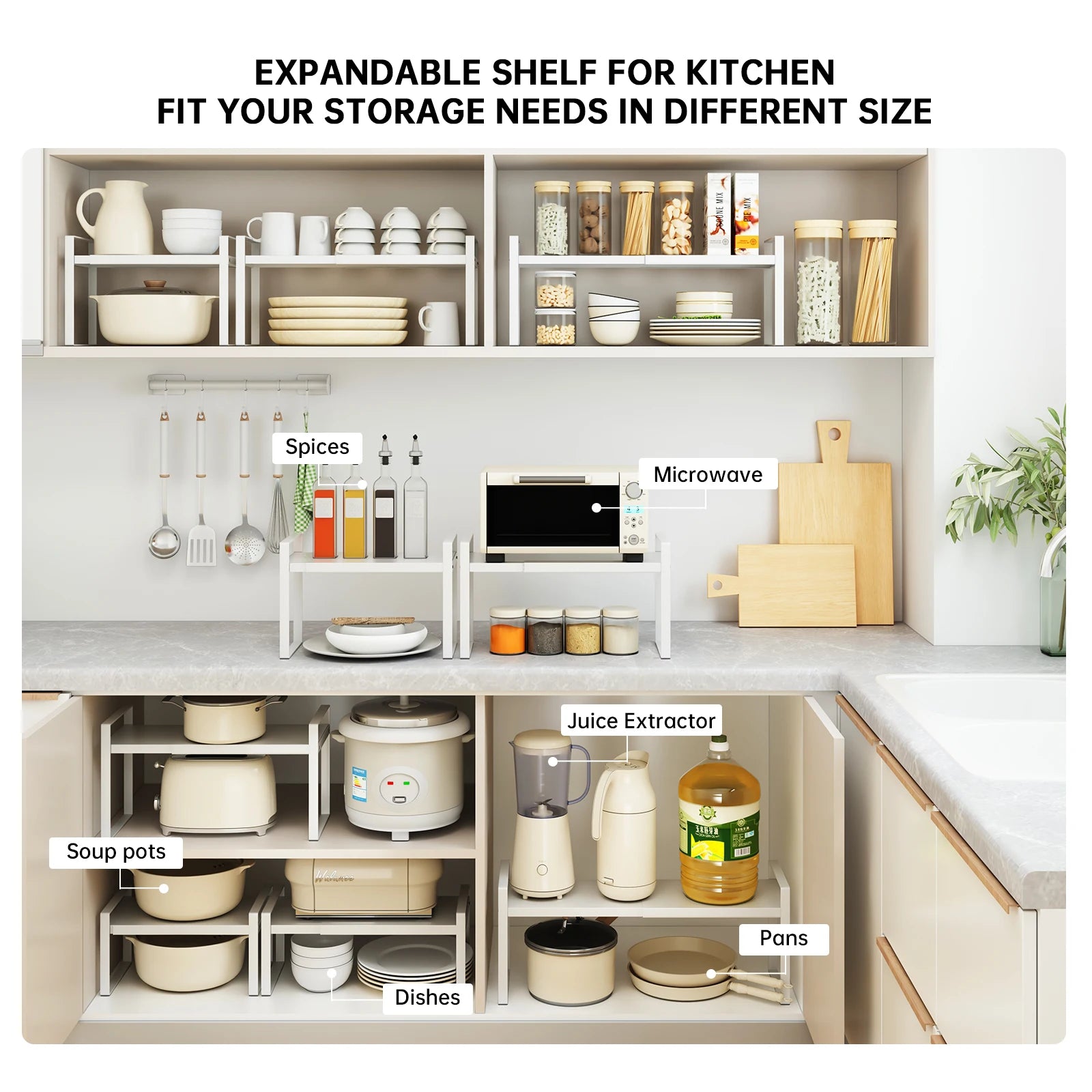 Multi-Purpose Expandable Kitchen Shelf- Declutter Your Cooking Area