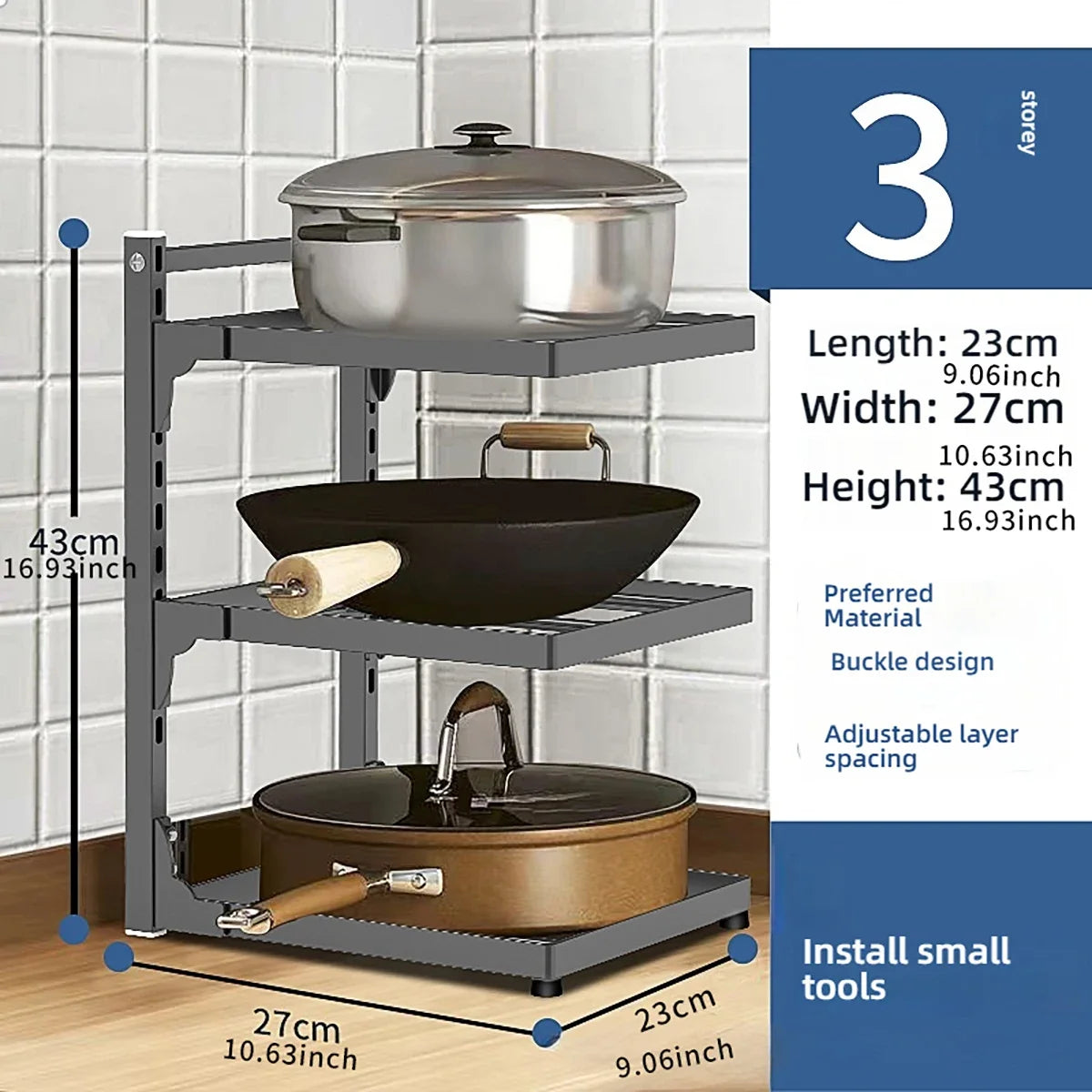 StackMaster™ Multi-Layer Kitchen Storage Rack – Adjustable Space Saver