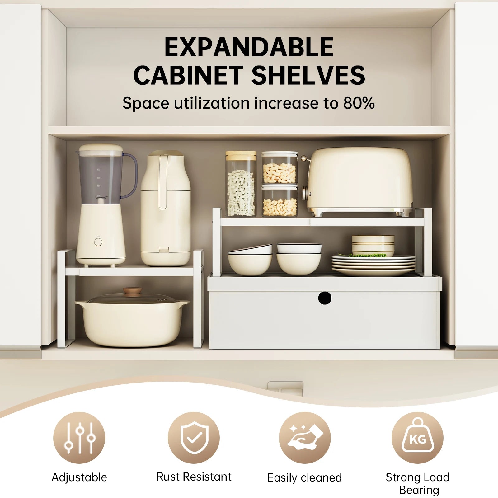 Multi-Purpose Expandable Kitchen Shelf- Declutter Your Cooking Area