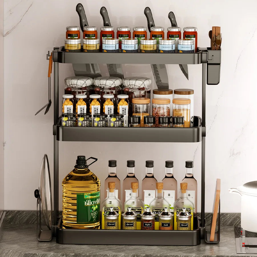 Chef’sMate™ Multi-Purpose Kitchen Storage Rack – Spice & Utensil Organizer