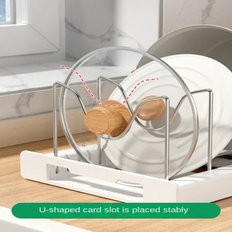 FlexiStore™ Foldable Kitchen Utensil & Pot Lid Organizer Rack