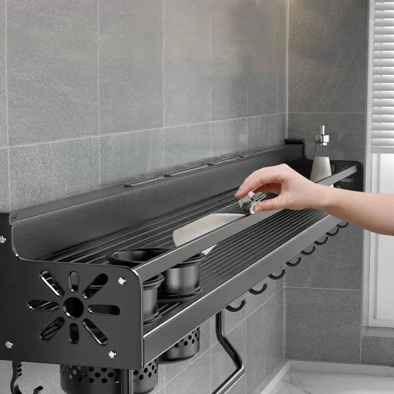 ChefSpace™ Duo-Tier Wall Shelf – No-Drill Spice & Knife Organizer