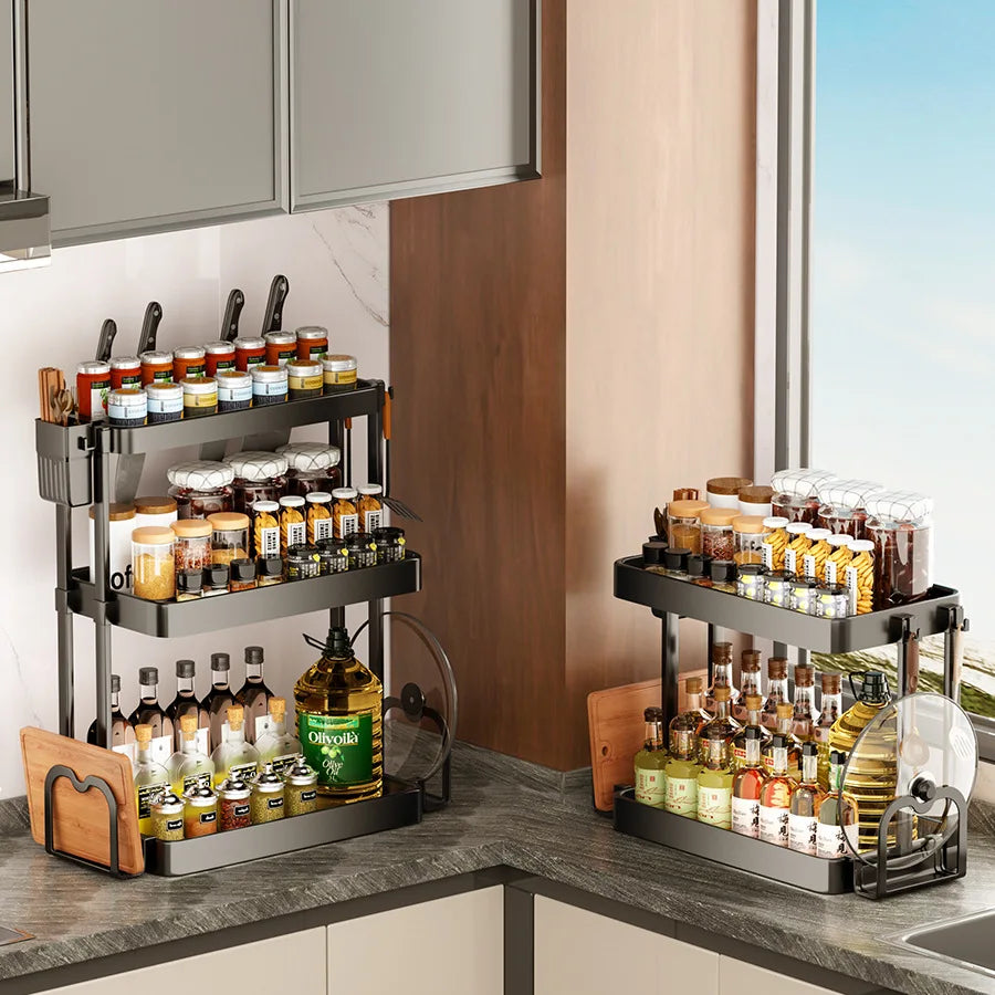 Chef’sMate™ Multi-Purpose Kitchen Storage Rack – Spice & Utensil Organizer