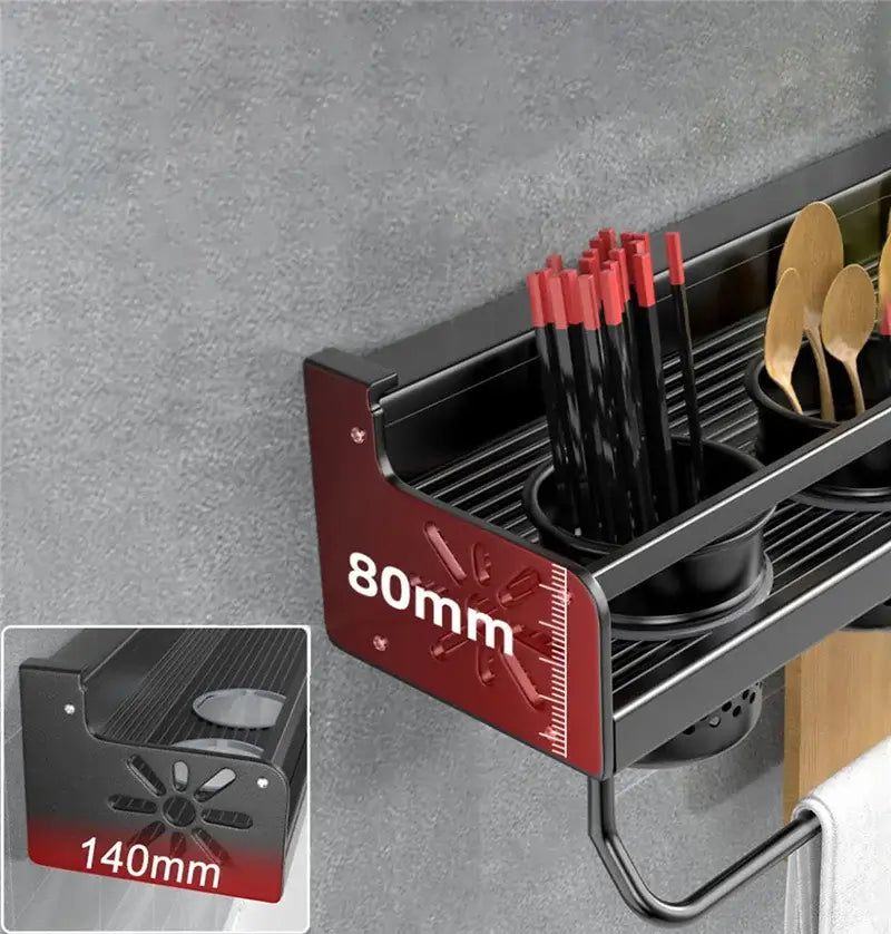 ChefSpace™ Duo-Tier Wall Shelf – No-Drill Spice & Knife Organizer